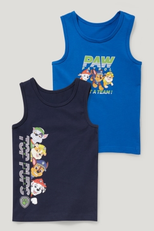 C&A Multipack Of 2 Paw Patrol Vest Organic Baumwoll Unterwäsche Jungen Dunkelblau | HRKDX-8540