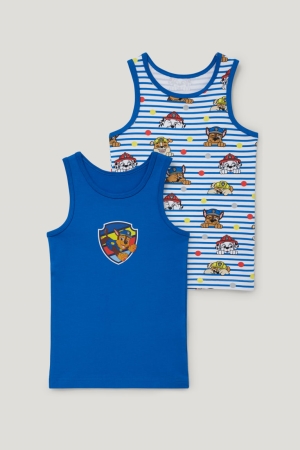 C&A Multipack Of 2 Paw Patrol Vest Organic Baumwoll Unterwäsche Jungen Dunkelblau | UPANV-0871