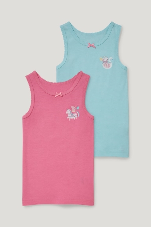 C&A Multipack Of 2 Peppa Pig Vest Unterwäsche Mädchen Rosa | BDUKM-6413