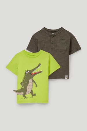 C&A Multipack Of 2 Sleeve T-shirts Jungen Hellgrün | XEPIG-0352