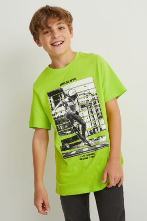 C&A Multipack Of 2 Sleeve With In-conversion Baumwoll T-shirts Jungen Hellgrün | GUCDK-5976