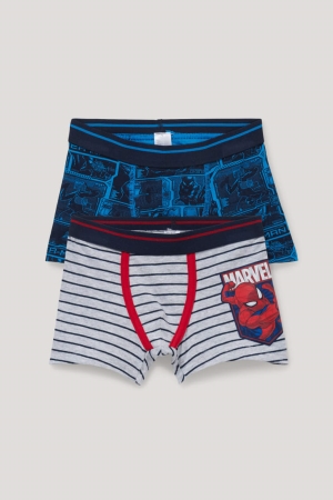 C&A Multipack Of 2 Spider-man Boxer Organic Baumwoll Unterwäsche Jungen Dunkelblau | DMRKZ-8149