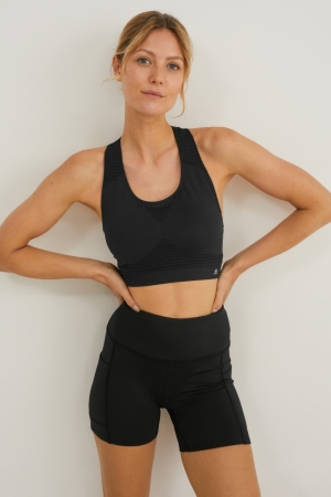 C&A Multipack Of 2 Sports Bra Gepolstert Recycled Unterwäsche Damen Schwarz | MXTKN-5076