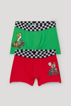 C&A Multipack Of 2 Super Mario Boxer Organic Baumwoll Unterwäsche Jungen Grün | LBUXA-0326