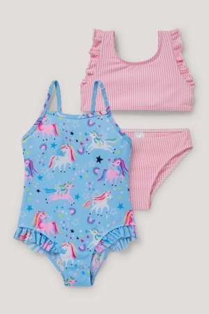 C&A Multipack Of 2 Swimsuit And Bikini Lycra® Xtra Life™ Bademode Mädchen Hellblau | PDWTG-3896