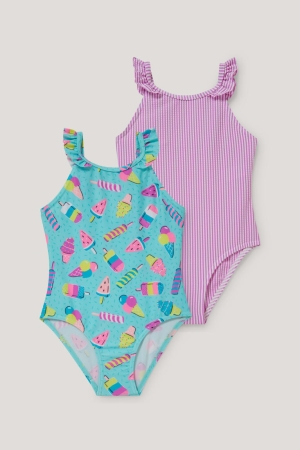 C&A Multipack Of 2 Swimsuit Lycra® Xtra Life™ Bademode Mädchen Mintfarben Grün | SVTRM-0853