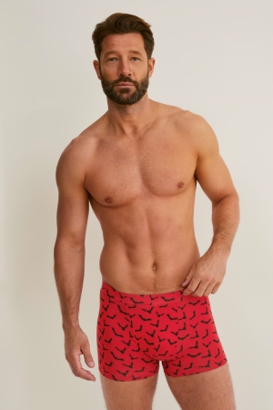 C&A Multipack Of 2 Trunks Organic Baumwoll Lycra® Unterwäsche Herren Rot Schwarz | ICBGR-9845