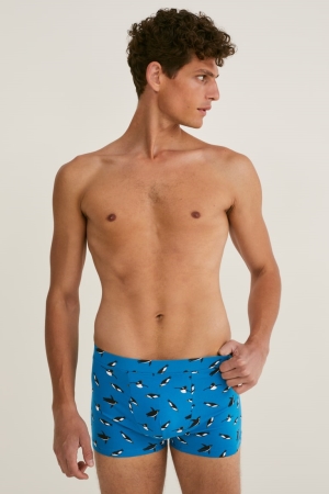 C&A Multipack Of 2 Trunks Organic Baumwoll Lycra® Unterwäsche Herren Blau | VNQCF-1342