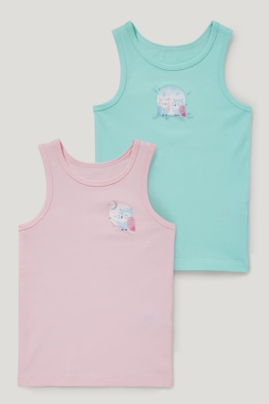 C&A Multipack Of 2 Vest Organic Baumwoll Unterwäsche Mädchen Rosa | ONRXF-6703