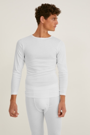 C&A Multipack Of 2 Vest Schlank Rib Organic Baumwoll Unterwäsche Herren Weiß | YGFKZ-8347