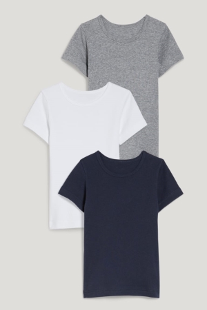 C&A Multipack Of 3 Base Layer With Organic Baumwoll Unterwäsche Jungen Hellgrau | YZOGI-8672