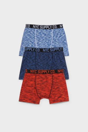 C&A Multipack Of 3 Boxer Organic Baumwoll Unterwäsche Jungen Rot Blau | KXBMZ-6193