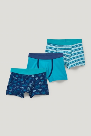 C&A Multipack Of 3 Boxer Organic Baumwoll Unterwäsche Jungen Dunkelblau | WICQY-2078