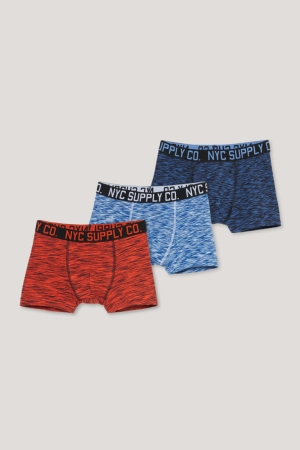 C&A Multipack Of 3 Boxer Organic Baumwoll Unterwäsche Jungen Orange Dunkelblau | WVNXH-8615
