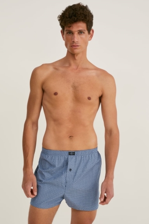 C&A Multipack Of 3 Boxer Woven Organic Baumwoll Unterwäsche Herren Dunkelblau | PGZNB-4093