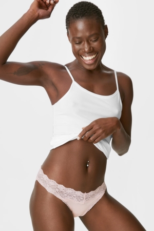 C&A Multipack Of 3 Briefs Organic Baumwoll Unterwäsche Damen Grau Rosa | BPFKQ-3042