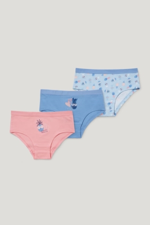 C&A Multipack Of 3 Briefs Organic Baumwoll Unterwäsche Mädchen Hellblau | OEVIA-1507