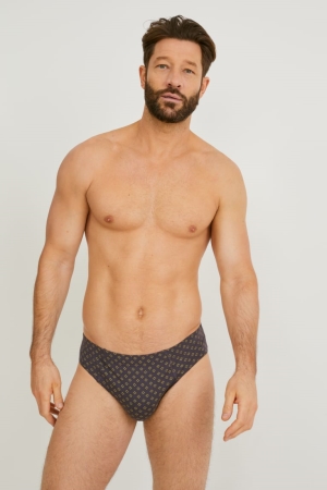 C&A Multipack Of 3 Briefs Organic Baumwoll Unterwäsche Herren Grau Gelb | QRBXC-3692