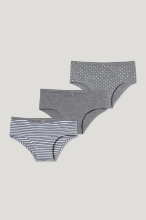 C&A Multipack Of 3 Briefs Organic Baumwoll Unterwäsche Mädchen Grau | RUXAG-8132