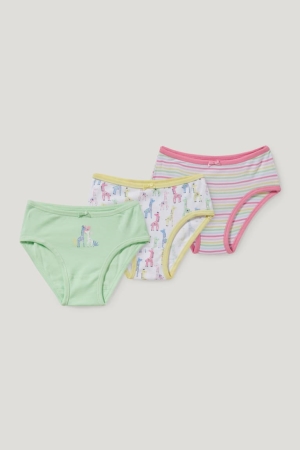 C&A Multipack Of 3 Briefs Organic Baumwoll Unterwäsche Mädchen Hellgrün | UFOMN-5961
