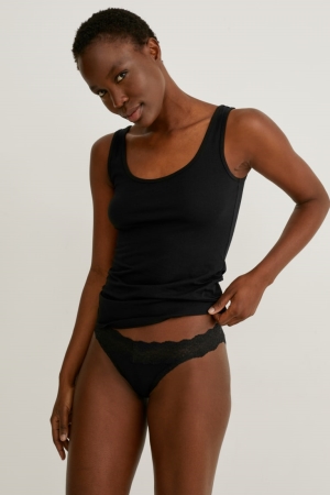 C&A Multipack Of 3 Briefs Organic Baumwoll Unterwäsche Damen Schwarz | UPNMJ-8701