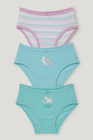 C&A Multipack Of 3 Briefs Organic Baumwoll Unterwäsche Mädchen Mintfarben Grün | WUMLC-7602