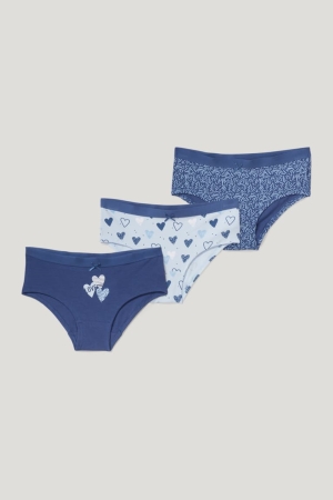 C&A Multipack Of 3 Briefs Organic Baumwoll Unterwäsche Mädchen Dunkelblau | ZNALU-5721