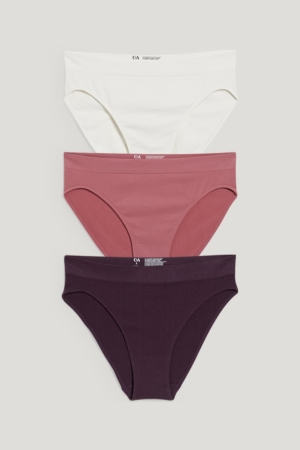 C&A Multipack Of 3 Briefs Seamless Lycra® Unterwäsche Damen Lila | VXRPK-3285