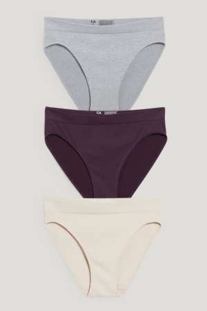 C&A Multipack Of 3 Briefs Seamless Lycra® Unterwäsche Damen Hellbeige | ZHOBD-3692