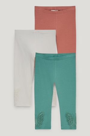 C&A Multipack Of 3 Capri Leggings Hosen Mädchen Weiß | GZPOJ-3610