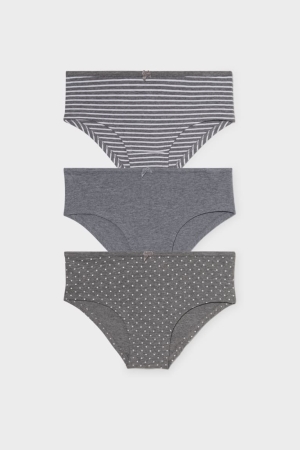 C&A Multipack Of 3 Hipster Briefs Organic Baumwoll Unterwäsche Mädchen Grau | PJAFQ-6389