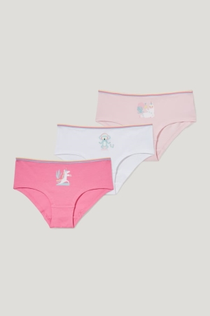 C&A Multipack Of 3 Hipster Briefs Organic Baumwoll Unterwäsche Mädchen Rosa | QAYJX-5706