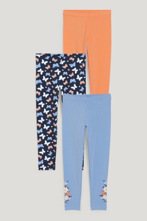 C&A Multipack Of 3 Leggings Hosen Mädchen Blau | AKQHI-9785