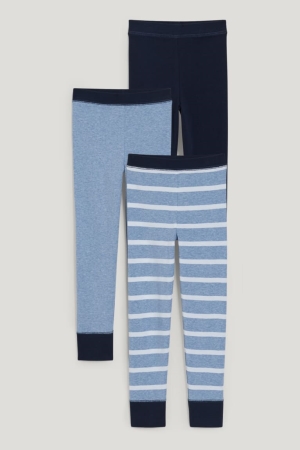 C&A Multipack Of 3 Long Pants Organic Baumwoll Unterwäsche Jungen Dunkelblau | CUALY-8419