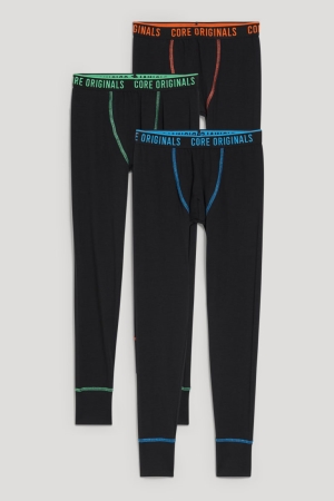 C&A Multipack Of 3 Long Pants Organic Baumwoll Unterwäsche Jungen Schwarz | JKIDY-6143