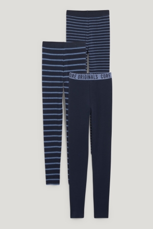 C&A Multipack Of 3 Long Pants Organic Baumwoll Unterwäsche Jungen Dunkelblau | YMXRC-4827