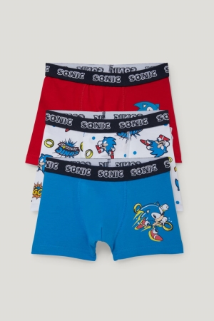 C&A Multipack Of 3 Sonic Boxer Organic Baumwoll Unterwäsche Jungen Blau | ILYZS-6431
