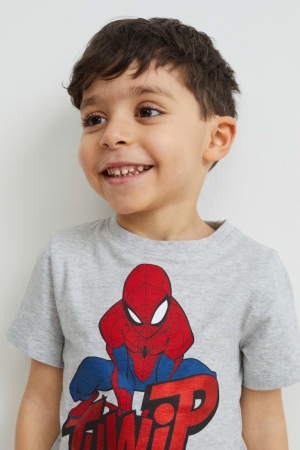 C&A Multipack Of 3 Spider-man Sleeve T-shirts Jungen Dunkelblau | SKDPL-6943