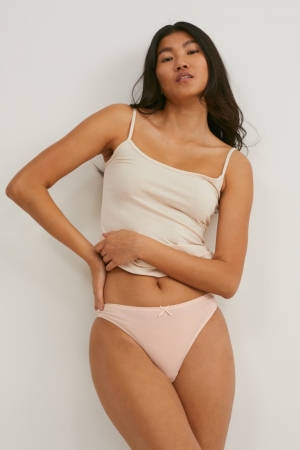 C&A Multipack Of 3 Tanga Lycra® Unterwäsche Damen Beige | YLKNO-4701