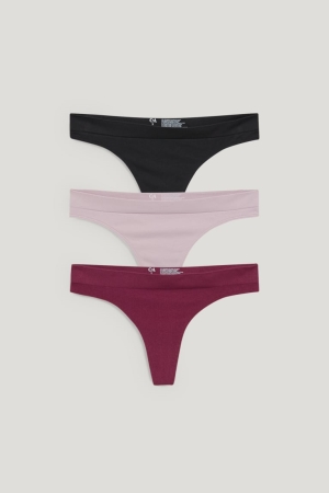 C&A Multipack Of 3 Tanga Seamless Lycra® Unterwäsche Damen Lila | KBNLF-6532