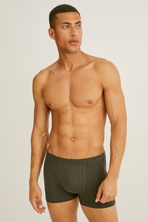 C&A Multipack Of 3 Trunks Organic Baumwoll Lycra® Unterwäsche Herren Dunkelgrün | DBUXM-2617