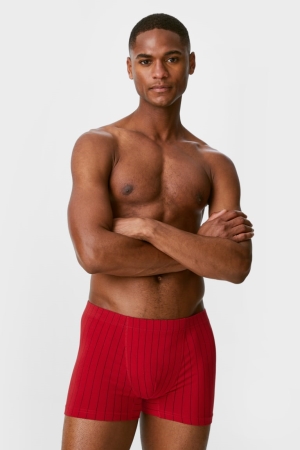 C&A Multipack Of 3 Trunks Organic Baumwoll Lycra® Unterwäsche Herren Rot Dunkelblau | JVUCZ-1692