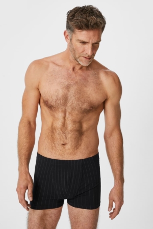 C&A Multipack Of 3 Trunks Organic Baumwoll Gestreift Unterwäsche Herren Schwarz | NLSVR-8973