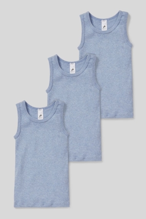 C&A Multipack Of 3 Vest Organic Baumwoll Unterwäsche Jungen Blau | FZVWP-7285