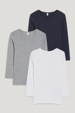 C&A Multipack Of 3 Vest Organic Baumwoll Unterwäsche Jungen Hellgrau | JEBUS-7263