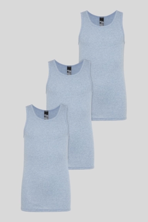 C&A Multipack Of 3 Vest Organic Baumwoll Unterwäsche Jungen Blau | QSZCY-1327
