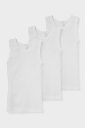 C&A Multipack Of 3 Vest Organic Baumwoll Unterwäsche Jungen Weiß | XLOUK-0426