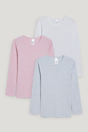 C&A Multipack Of 3 Vest With Organic Baumwoll T-shirts Mädchen Rosa Hellblau | DPICJ-9287
