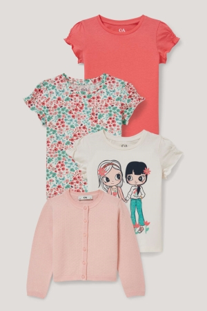 C&A Multipack Of 4 And 3 Sleeve T-shirts Mädchen Rosa | GHRYE-4039