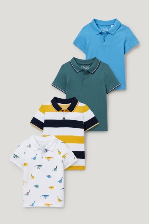 C&A Multipack Of 4 Polo Hemd Jungen Weiß Blau | RKNXG-0715